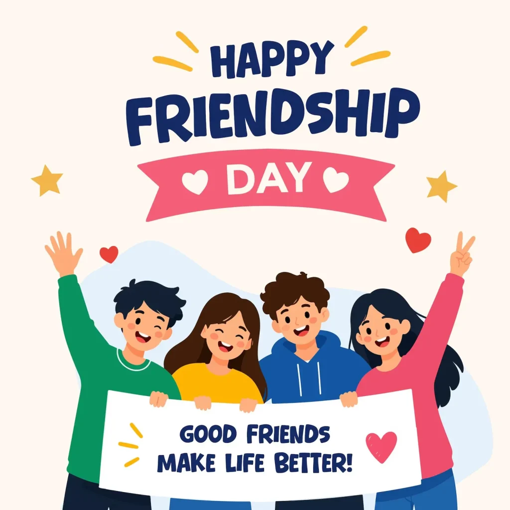 Happy Friendship Day 2026 square design image for WhatsApp status and Instagram